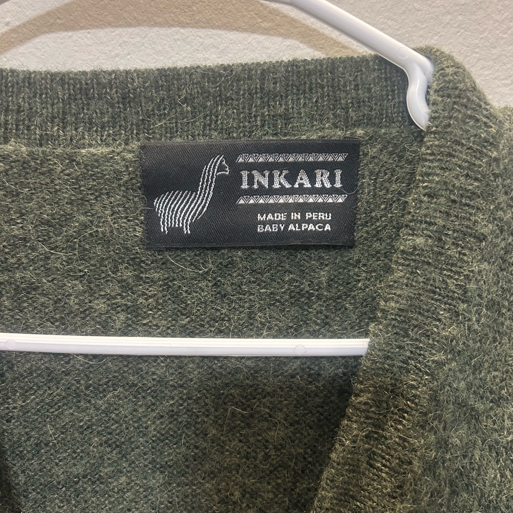 Peruvian Baby alpaca Women's Green Cardigan Sweater 0149 - Picture 3 of 9